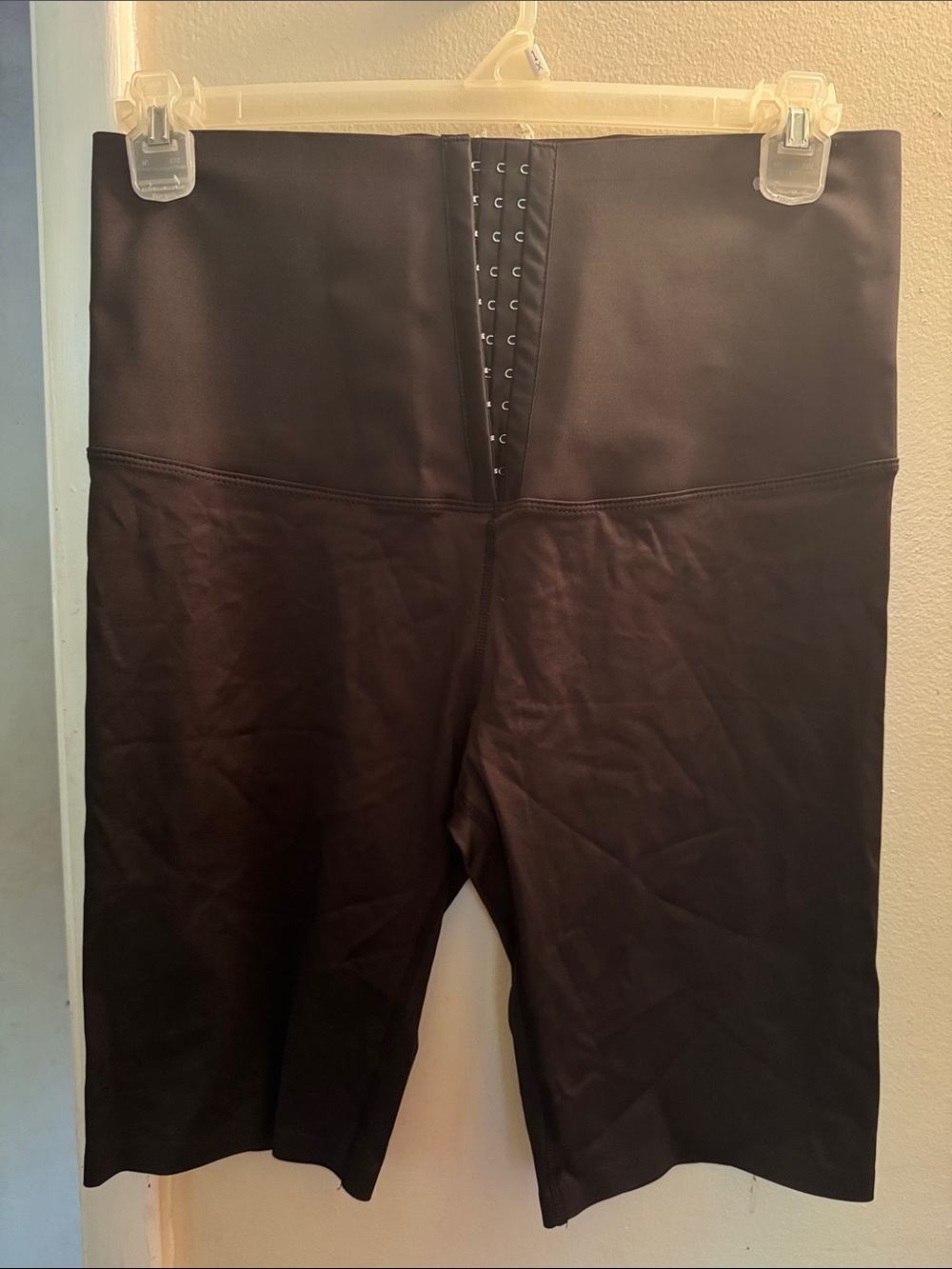 High-Waist Black Athletic Shorts with Hook Closure